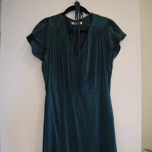 Mango Emerald Satin Mini Dress